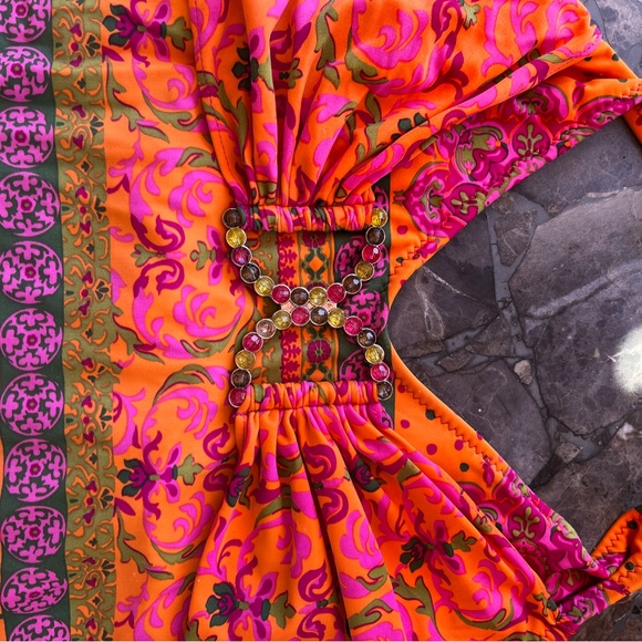 BECCA Magenta  and Orange Floral Mediterranean design - Picture 2 of 14